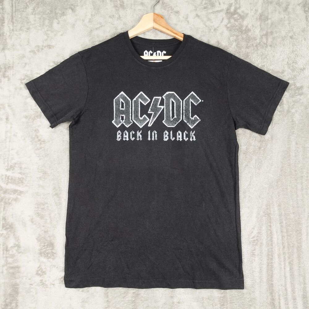ACDC Graphic Tee Men's S Black Crew Neck Pullover Short Sleeves Logo Front NWT